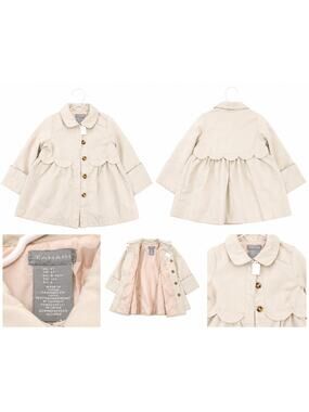 Tahari Girls 4T Ivory Dress Coat Scalloped Trench Jacket